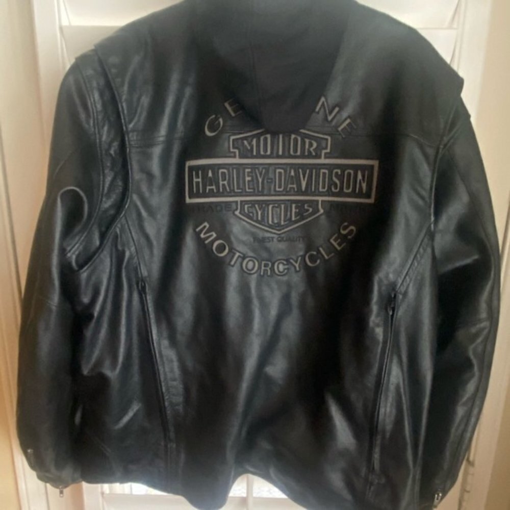 Men's Harley Davidson Reflective Road Warrior 3 in 1 Leather Jacket  Large EUC 